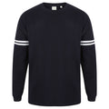 Oxford Navy - White Stripes - Front - Skinnifit Mens Drop Shoulder Slogan Top