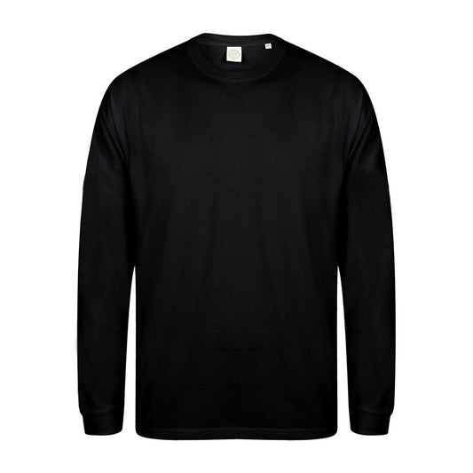 Black - Front - Skinnifit Mens Drop Shoulder Slogan Top