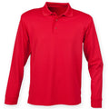 Classic Red - Front - Henbury Mens Coolplus Moisture Wicking Long Sleeve Polo Shirt