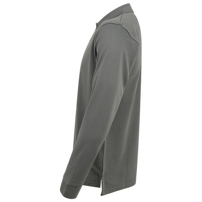 Charcoal Grey - Front - Henbury Mens Coolplus Moisture Wicking Long Sleeve Polo Shirt