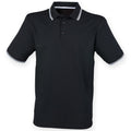 Black-White - Front - Henbury Mens Coolplus Moisture Wicking Short Sleeve Polo Shirt