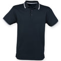 Navy White - Front - Henbury Mens Coolplus Moisture Wicking Short Sleeve Polo Shirt