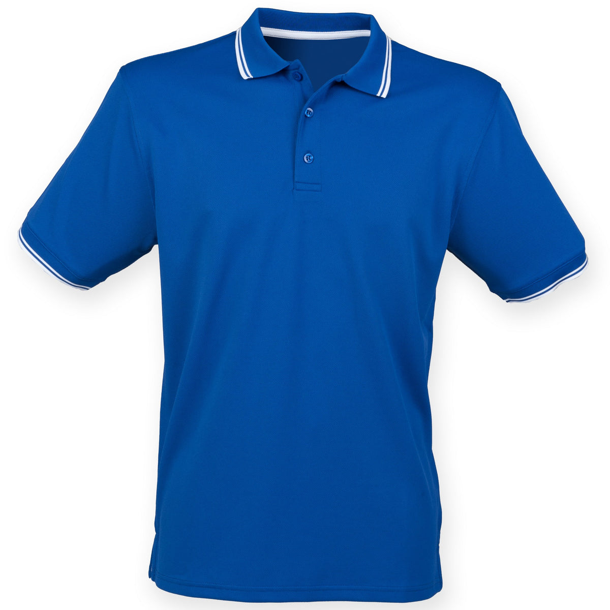 Royal-White - Front - Henbury Mens Coolplus Moisture Wicking Short Sleeve Polo Shirt