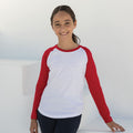 White - Red - Back - Skinni Minni Childrens-Kids Long Sleeve Baseball T-Shirt