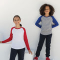 White - Red - Side - Skinni Minni Childrens-Kids Long Sleeve Baseball T-Shirt