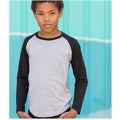 Heather Grey - Black - Back - Skinni Minni Childrens-Kids Long Sleeve Baseball T-Shirt