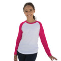White-Hot Pink - Back - Skinni Minni Childrens-Kids Long Sleeve Baseball T-Shirt