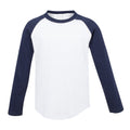 White - Oxford Navy - Front - Skinni Minni Childrens-Kids Long Sleeve Baseball T-Shirt