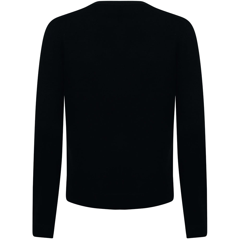 Black - Back - Henbury Womens-Ladies V-Neck Button Up Cardigan