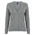 Black - Pack Shot - Henbury Womens-Ladies V-Neck Button Up Cardigan