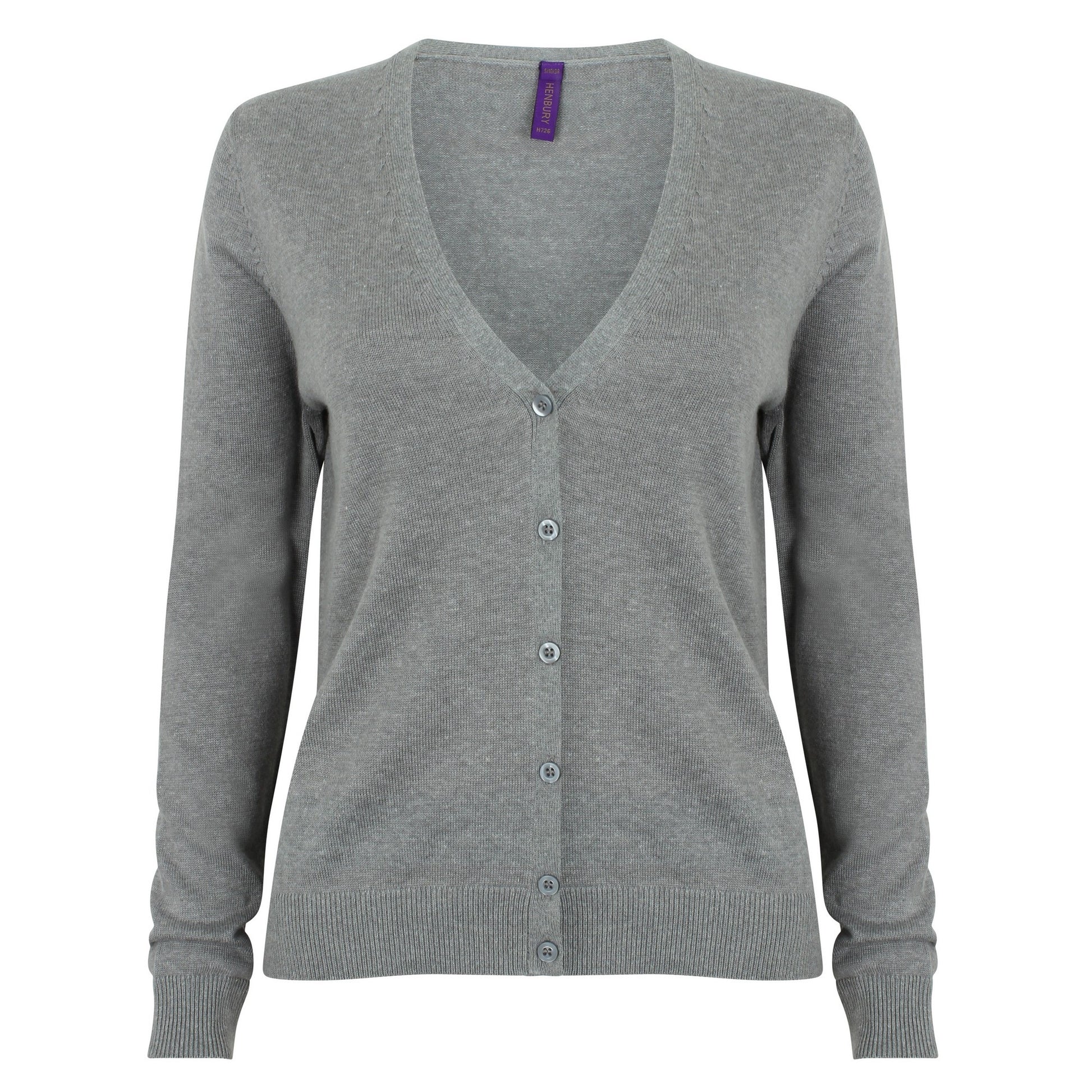 Black - Pack Shot - Henbury Womens-Ladies V-Neck Button Up Cardigan
