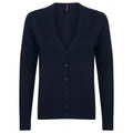 Navy - Front - Henbury Womens-Ladies V-Neck Button Up Cardigan