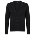 Black - Front - Henbury Womens-Ladies V-Neck Button Up Cardigan