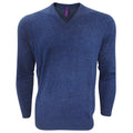 Blue Marl - Front - Henbury Mens V-Neck Tri-Blend Marl Sweater-Jumper