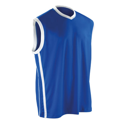 Royal - White - Front - Spiro Mens Basketball Quick Dry Sleeveless Top
