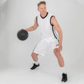 White-Black - Side - Spiro Mens Quick Dry Basketball Shorts
