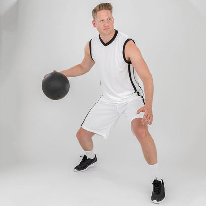 White-Black - Pack Shot - Spiro Mens Quick Dry Basketball Shorts