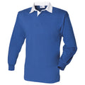Royal-White - Front - Front Row Long Sleeve Classic Rugby Polo Shirt