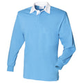 Surf Blue-White - Front - Front Row Long Sleeve Classic Rugby Polo Shirt