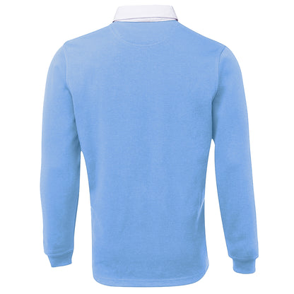 Surf Blue-White - Back - Front Row Long Sleeve Classic Rugby Polo Shirt