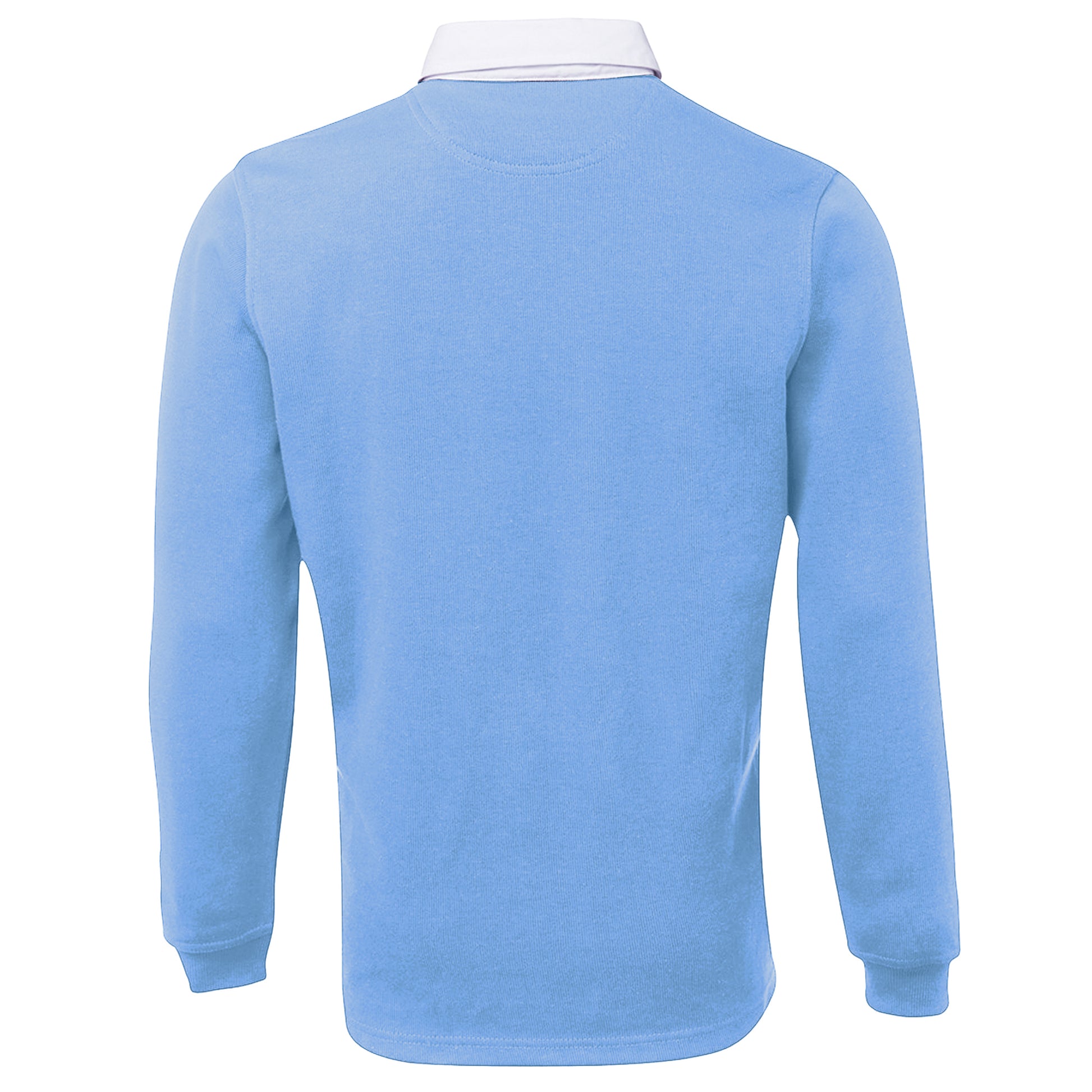 Surf Blue-White - Back - Front Row Long Sleeve Classic Rugby Polo Shirt