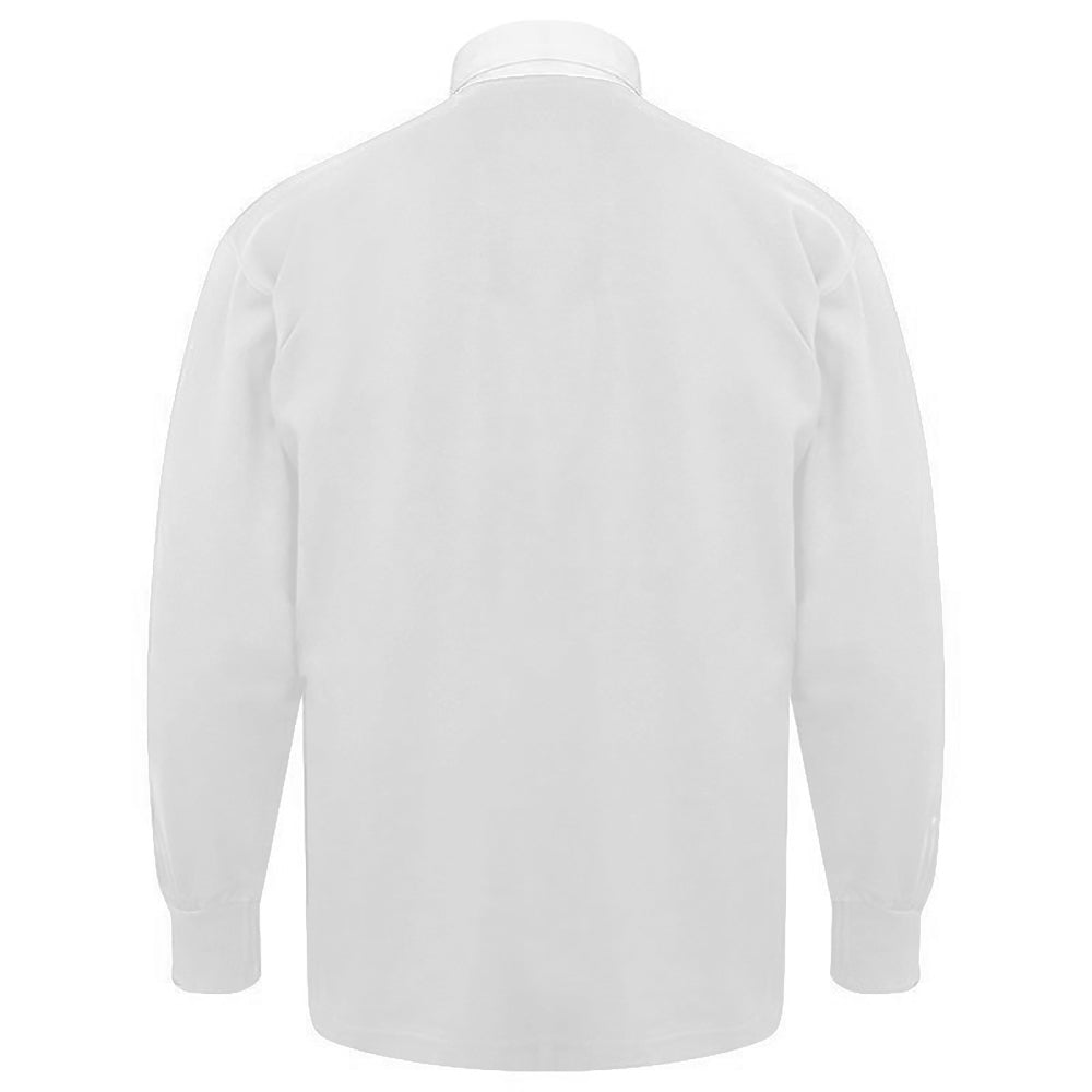 White-White - Back - Front Row Long Sleeve Classic Rugby Polo Shirt