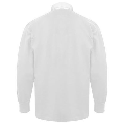 White-White - Back - Front Row Long Sleeve Classic Rugby Polo Shirt