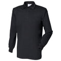 Black-Black - Front - Front Row Long Sleeve Classic Rugby Polo Shirt