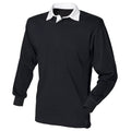 Black-White - Front - Front Row Long Sleeve Classic Rugby Polo Shirt