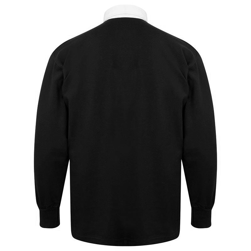 Black-White - Side - Front Row Long Sleeve Classic Rugby Polo Shirt