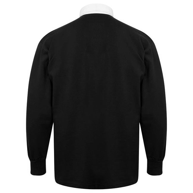 Black-White - Side - Front Row Long Sleeve Classic Rugby Polo Shirt