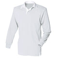 Heather Grey- White - Front - Front Row Long Sleeve Classic Rugby Polo Shirt