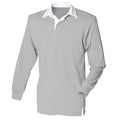 Heather Grey- White - Back - Front Row Long Sleeve Classic Rugby Polo Shirt