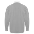 Heather Grey- White - Lifestyle - Front Row Long Sleeve Classic Rugby Polo Shirt