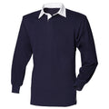 Navy-White - Front - Front Row Long Sleeve Classic Rugby Polo Shirt