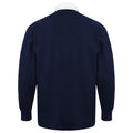 Navy-White - Side - Front Row Long Sleeve Classic Rugby Polo Shirt