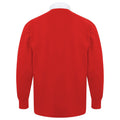 Red-White - Side - Front Row Long Sleeve Classic Rugby Polo Shirt