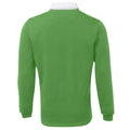 Bright Green-White - Back - Front Row Long Sleeve Classic Rugby Polo Shirt