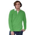 Bright Green-White - Side - Front Row Long Sleeve Classic Rugby Polo Shirt