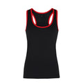 Black - Red - Front - Tri Dri Womens-Ladies Panelled Fitness Sleeveless Vest