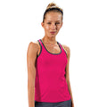 Hot Pink - Black - Side - Tri Dri Womens-Ladies Panelled Fitness Sleeveless Vest