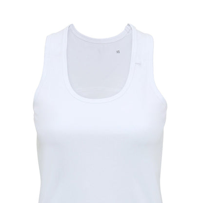 White - Back - Tri Dri Womens-Ladies Panelled Fitness Sleeveless Vest