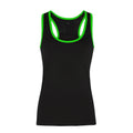 Black- Lightning Green - Front - Tri Dri Womens-Ladies Panelled Fitness Sleeveless Vest