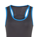 Charcoal - Sapphire - Back - Tri Dri Womens-Ladies Panelled Fitness Sleeveless Vest