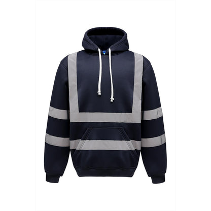 Navy - Front - Yoko Mens High Visibility Pull-Over Hoodie
