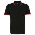 Black- Red - Front - Asquith & Fox Mens Classic Fit Tipped Polo Shirt