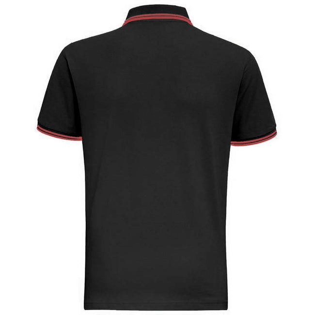 Black- Red - Back - Asquith & Fox Mens Classic Fit Tipped Polo Shirt