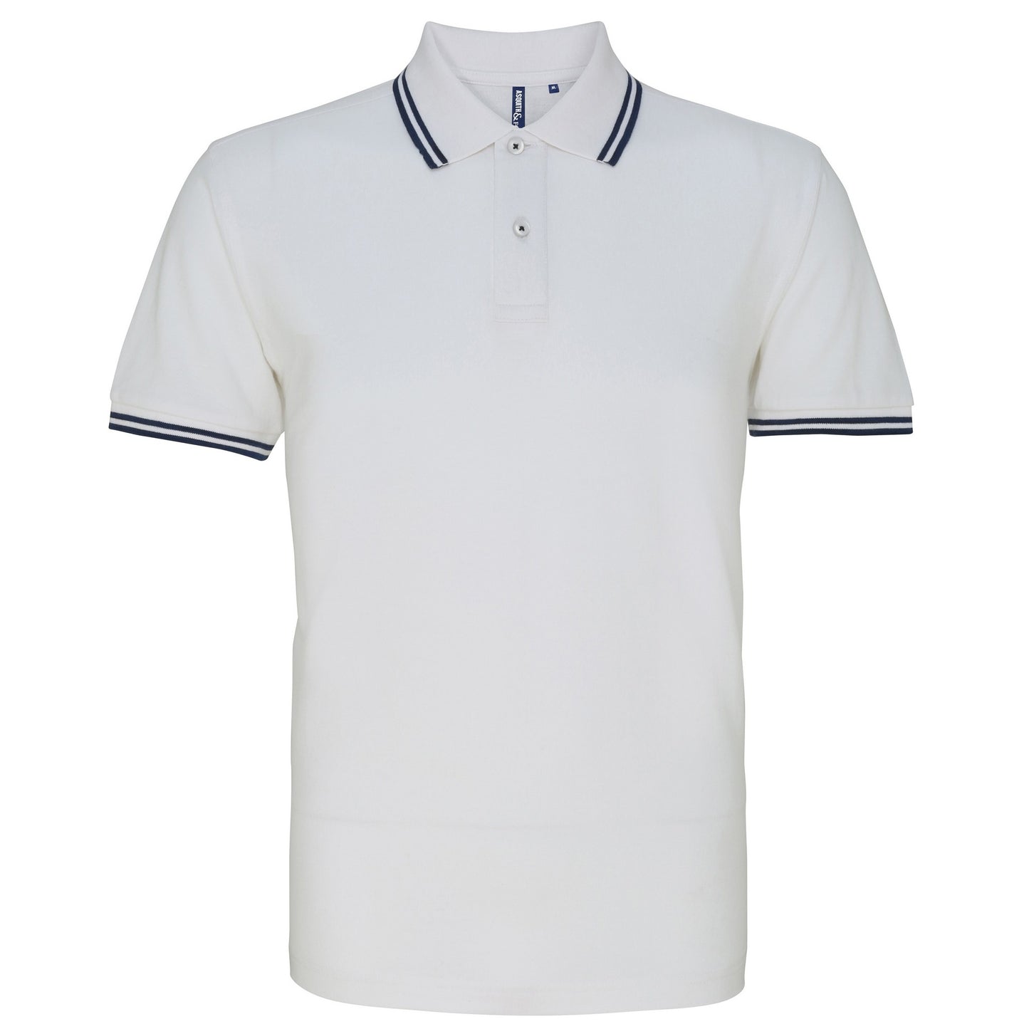 White- Navy - Front - Asquith & Fox Mens Classic Fit Tipped Polo Shirt