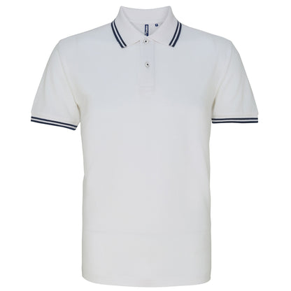 White- Navy - Front - Asquith & Fox Mens Classic Fit Tipped Polo Shirt