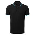 Black- Turquoise - Front - Asquith & Fox Mens Classic Fit Tipped Polo Shirt